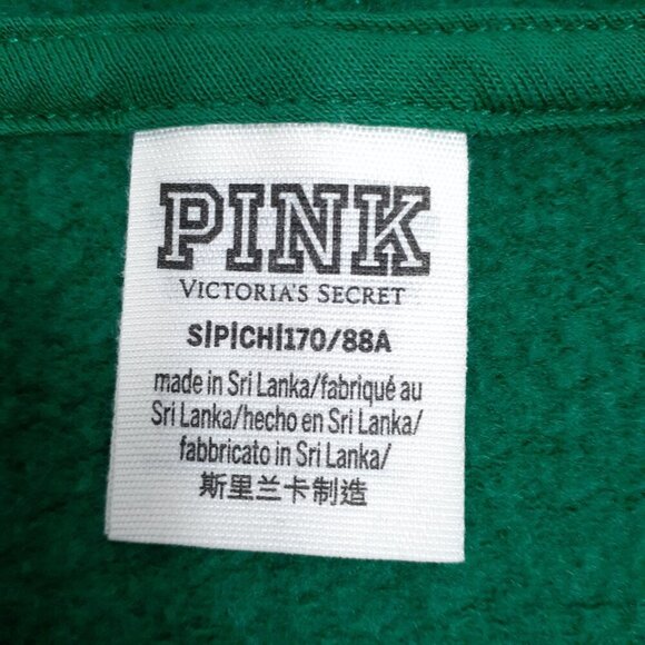 Victoria's Secret Pink Full Zip Hoodie Small Green Black Jacket 448A - Picture 4 of 5